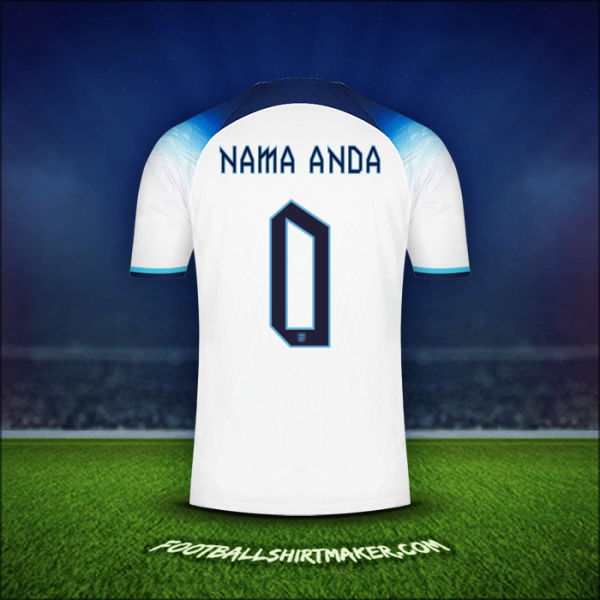 Jersey Inggris 2022 -  nama anda - 0