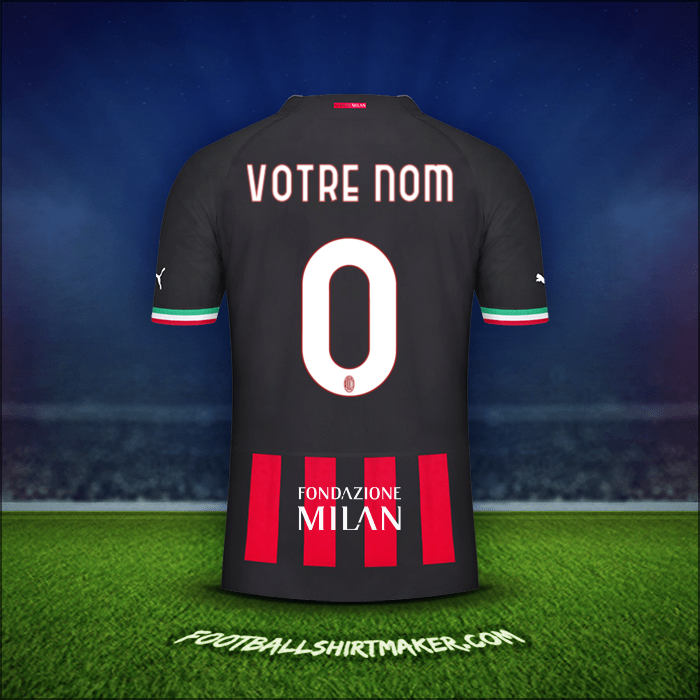Maillot AC Milan Cup 2022/2023 -  votre nom - 0