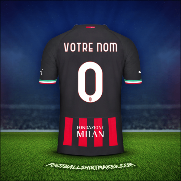 Maillot AC Milan Cup 2022/2023 -  votre nom - 0