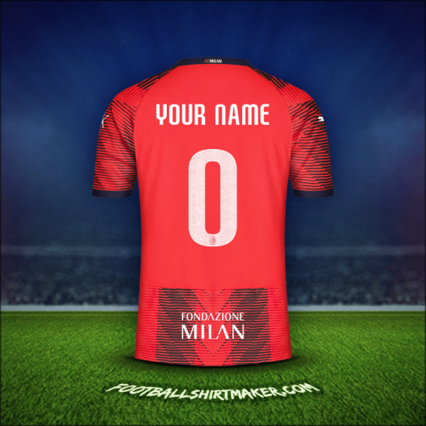 Jersey AC Milan Cup 2023/2024 -  your name - 0