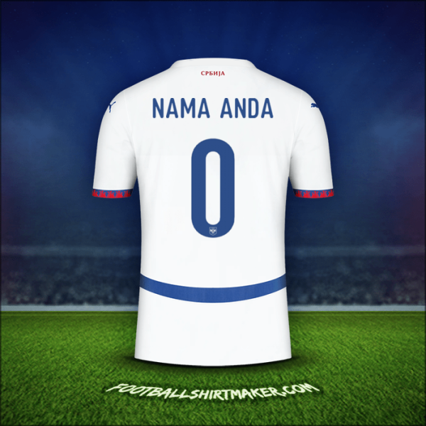 Jersey Serbia 2024 Alternatif -  nama anda - 0