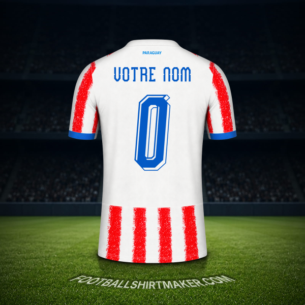Maillot Paraguay Coupe du monde 2026 -  votre nom - 0