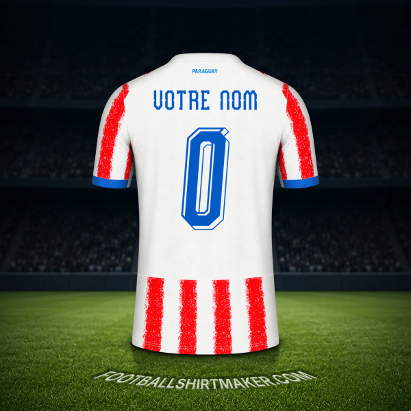 Maillot Paraguay Coupe du monde 2026 -  votre nom - 0