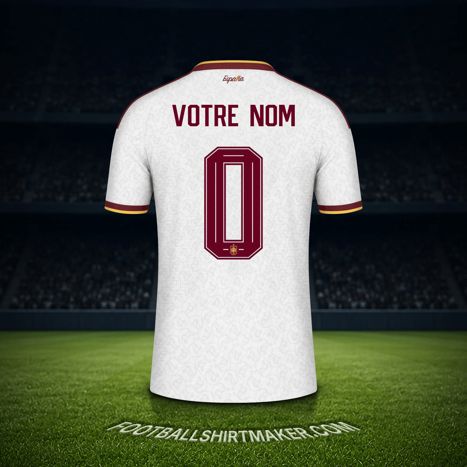Maillot Espagne Coupe du monde 2026 Extérieur -  votre nom - 0