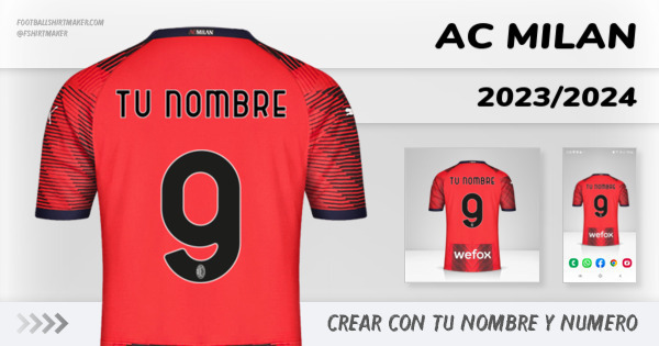 crear AC Milan jersey 2023/2024 con tu nombre y numero tipografia letras numeros font ttf nameset avatar wallpaper personalizado