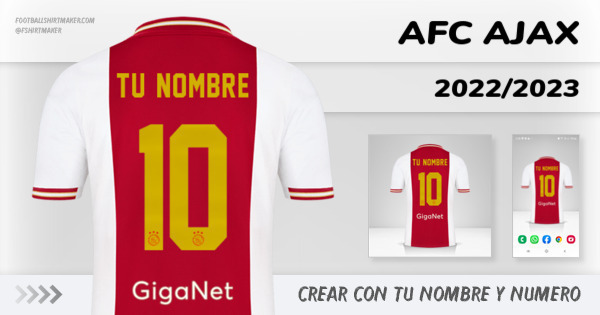crear AFC Ajax camiseta 2022/2023 con tu nombre y numero tipografia letras numeros font ttf nameset avatar wallpaper personalizada