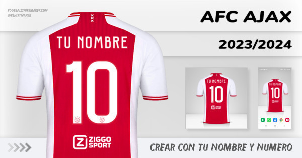 crear AFC Ajax camiseta 2023/2024 con tu nombre y numero tipografia letras numeros font ttf nameset avatar wallpaper personalizada