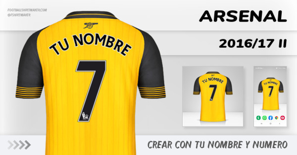 crear Arsenal jersey 2016/17 II con tu nombre y numero tipografia letras numeros font ttf nameset avatar wallpaper personalizado