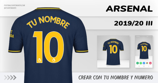 crear Arsenal jersey 2019/20 III con tu nombre y numero tipografia letras numeros font ttf nameset avatar wallpaper personalizado