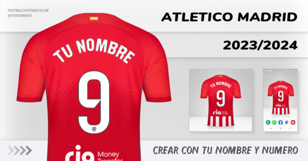 crear Atletico Madrid jersey 2023/2024 con tu nombre y numero tipografia letras numeros font ttf nameset avatar wallpaper personalizado