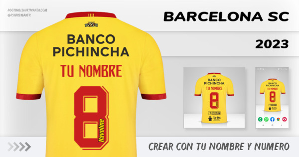 crear Barcelona SC jersey 2023 con tu nombre y numero tipografia letras numeros font ttf nameset avatar wallpaper personalizado