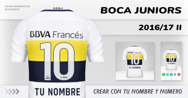 crear Boca Juniors camiseta 2016/17 II con tu nombre y numero tipografia letras numeros font ttf nameset avatar wallpaper personalizada