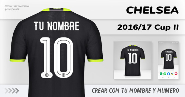 crear Chelsea camiseta 2016/17 Cup II con tu nombre y numero tipografia letras numeros font ttf nameset avatar wallpaper personalizada