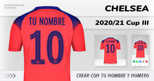 crear Chelsea camiseta 2020/21 Cup III con tu nombre y numero tipografia letras numeros font ttf nameset avatar wallpaper personalizada