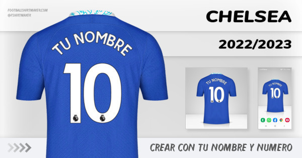 crear Chelsea camiseta 2022/2023 con tu nombre y numero tipografia letras numeros font ttf nameset avatar wallpaper personalizada