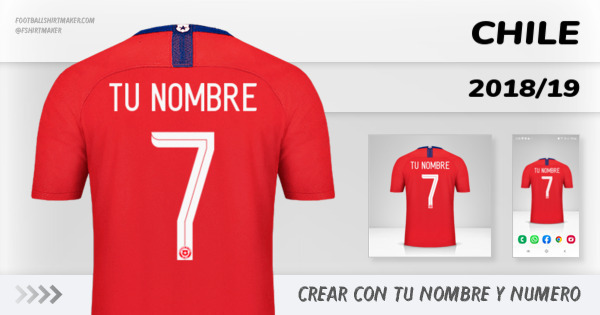 Dependencia Gaviota tenis Crear camiseta Chile 2018/19 con tu Nombre y Número