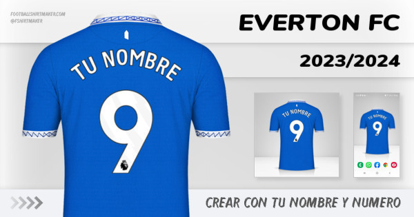 crear Everton FC camiseta 2023/2024 con tu nombre y numero tipografia letras numeros font ttf nameset avatar wallpaper personalizada