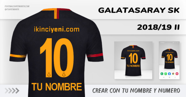 crear Galatasaray SK jersey 2018/19 II con tu nombre y numero tipografia letras numeros font ttf nameset avatar wallpaper personalizado