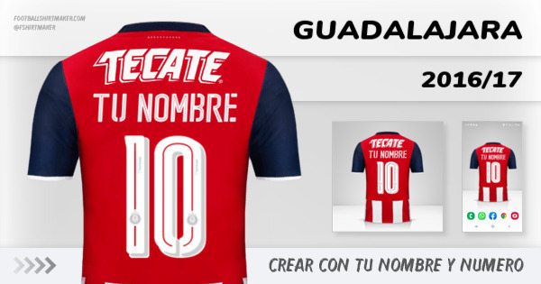crear Guadalajara jersey 2016/17 con tu nombre y numero tipografia letras numeros font ttf nameset avatar wallpaper personalizado