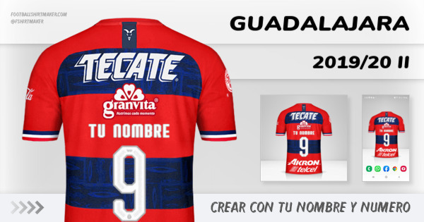 crear Guadalajara jersey 2019/20 II con tu nombre y numero tipografia letras numeros font ttf nameset avatar wallpaper personalizado