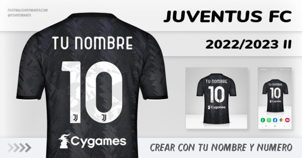 crear Juventus FC jersey 2022/2023 II con tu nombre y numero tipografia letras numeros font ttf nameset avatar wallpaper personalizado