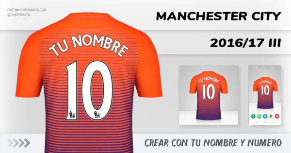 crear Manchester City jersey 2016/17 III con tu nombre y numero tipografia letras numeros font ttf nameset avatar wallpaper personalizado