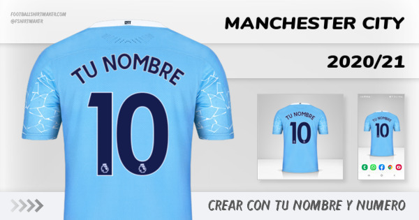 crear Manchester City jersey 2020/21 con tu nombre y numero tipografia letras numeros font ttf nameset avatar wallpaper personalizado