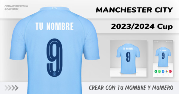 crear Manchester City jersey 2023/2024 Cup con tu nombre y numero tipografia letras numeros font ttf nameset avatar wallpaper personalizado