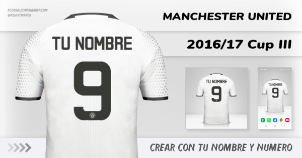 crear Manchester United camiseta 2016/17 Cup III con tu nombre y numero tipografia letras numeros font ttf nameset avatar wallpaper personalizada