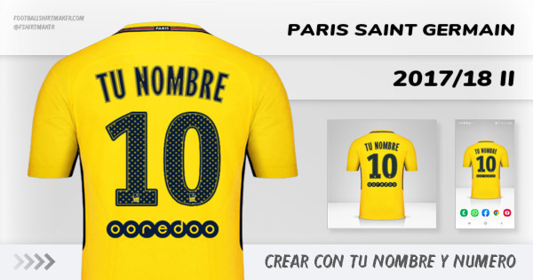 crear Paris Saint Germain camiseta 2017/18 II con tu nombre y numero tipografia letras numeros font ttf nameset avatar wallpaper personalizada