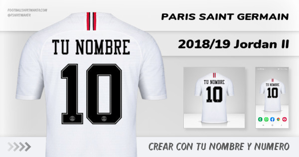crear Paris Saint Germain camiseta 2018/19 Jordan II con tu nombre y numero tipografia letras numeros font ttf nameset avatar wallpaper personalizada