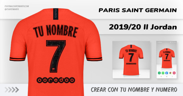 crear Paris Saint Germain camiseta 2019/20 II Jordan con tu nombre y numero tipografia letras numeros font ttf nameset avatar wallpaper personalizada