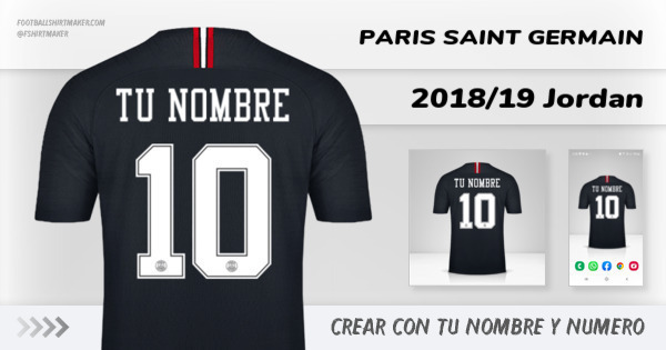 crear Paris Saint Germain jersey 2018/19 Jordan con tu nombre y numero tipografia letras numeros font ttf nameset avatar wallpaper personalizado