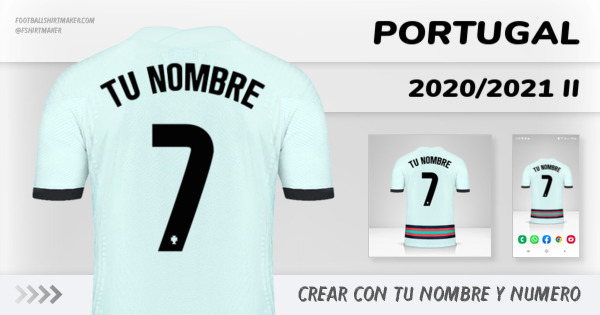crear Portugal camiseta 2020/2021 II con tu nombre y numero tipografia letras numeros font ttf nameset avatar wallpaper personalizada