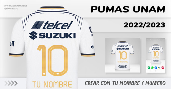 Crear jersey Pumas UNAM 2022/2023 con tu Nombre y Número