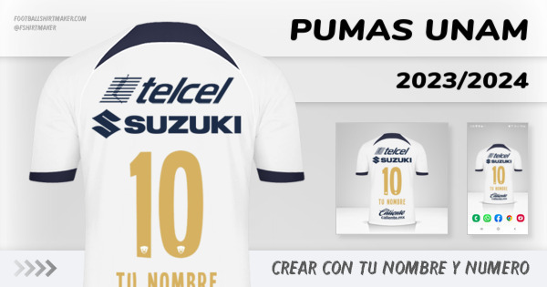 crear Pumas UNAM jersey 2023/2024 con tu nombre y numero tipografia letras numeros font ttf nameset avatar wallpaper personalizado