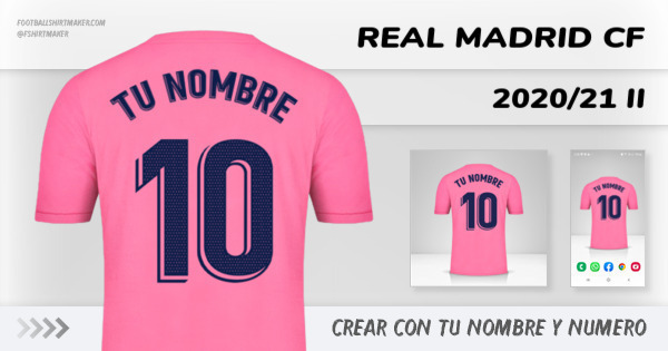 crear Real Madrid CF camiseta 2020/21 II con tu nombre y numero tipografia letras numeros font ttf nameset avatar wallpaper personalizada