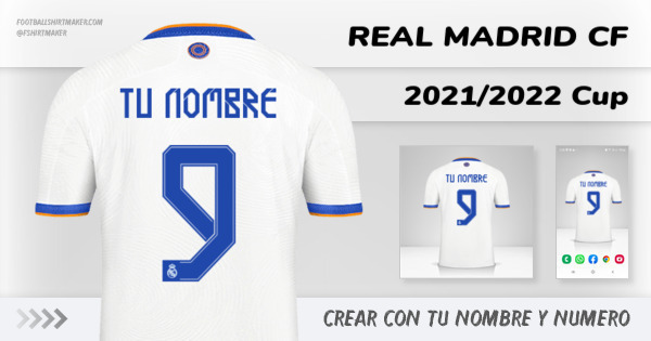 Pies suaves Alerta perecer Crear camiseta Real Madrid CF 2021/2022 Cup con tu Nombre y Número