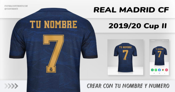 crear Real Madrid CF jersey 2019/20 Cup II  con tu nombre y numero tipografia letras numeros font ttf nameset avatar wallpaper personalizado