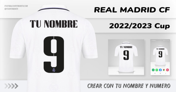crear Real Madrid CF jersey 2022/2023 Cup con tu nombre y numero tipografia letras numeros font ttf nameset avatar wallpaper personalizado
