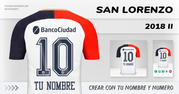 fricción alineación pandilla Crear camiseta San Lorenzo 2018 II con tu Nombre y Número