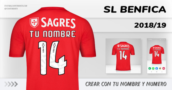 crear SL Benfica jersey 2018/19 con tu nombre y numero tipografia letras numeros font ttf nameset avatar wallpaper personalizado