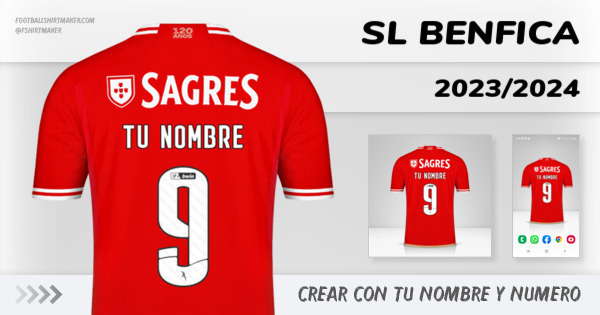 crear SL Benfica jersey 2023/2024 con tu nombre y numero tipografia letras numeros font ttf nameset avatar wallpaper personalizado