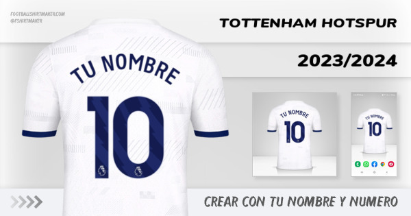 crear Tottenham Hotspur camiseta 2023/2024 con tu nombre y numero tipografia letras numeros font ttf nameset avatar wallpaper personalizada