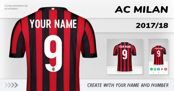 create AC Milan shirt 2017/18 with your name and number letters numbers font ttf nameset avatar wallpaper custom personalized