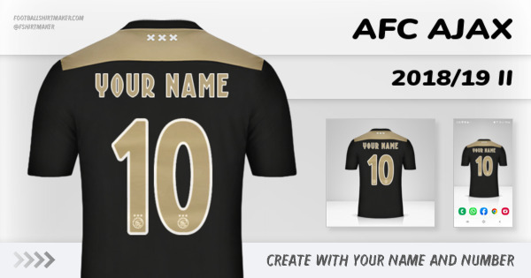 create AFC Ajax shirt 2018/19 II with your name and number letters numbers font ttf nameset avatar wallpaper custom personalized