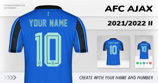 create AFC Ajax shirt 2021/2022 II with your name and number letters numbers font ttf nameset avatar wallpaper custom personalized