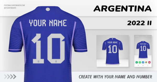 create Argentina jersey 2022 II with your name and number letters numbers font ttf nameset avatar wallpaper custom personalized