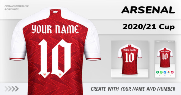 create Arsenal jersey 2020/21 Cup with your name and number letters numbers font ttf nameset avatar wallpaper custom personalized