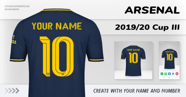 create Arsenal shirt 2019/20 Cup III with your name and number letters numbers font ttf nameset avatar wallpaper custom personalized